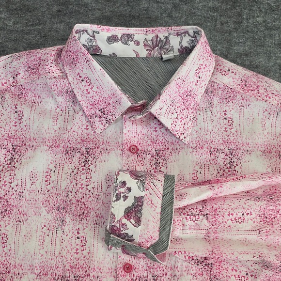 Robert Graham Dreamweaver‎ Shirt Mens 1XL Pink Abstract Classic Fit Button Down